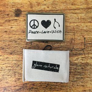 NEW Peace Love Wish Metal Case with Canvas Pouch